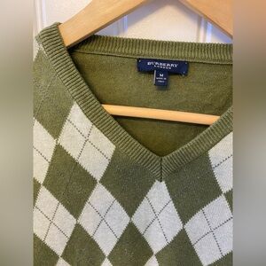 Burberry Men's Green Argyle Sweater